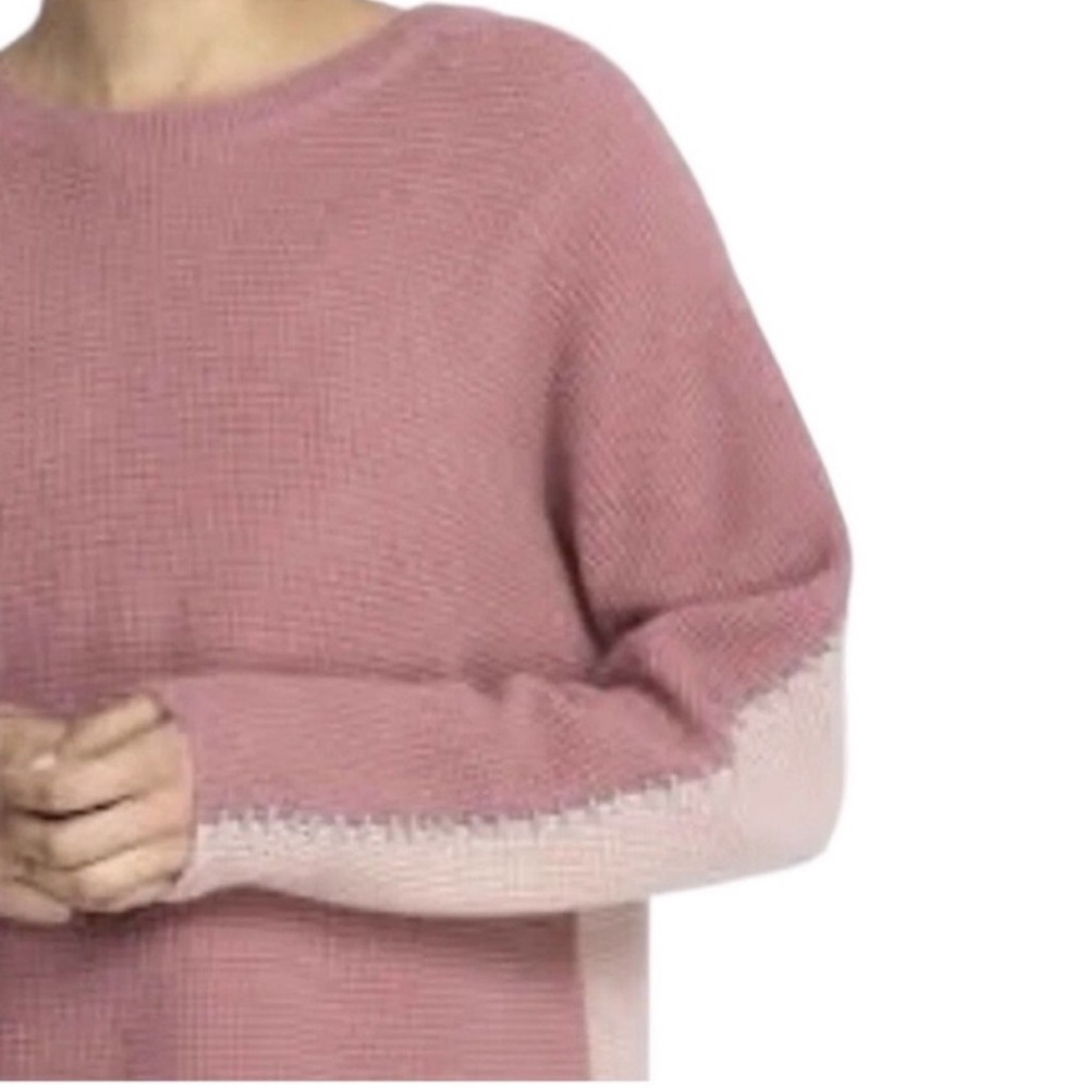 JOHNNY WAS CALME Color Block Waffle Texture Cashmere Sweater NEW Size M Pink